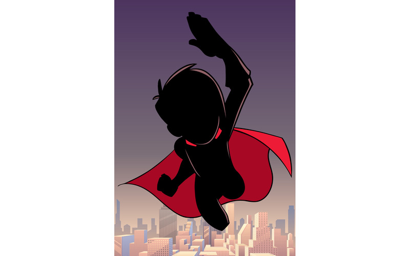 Super Boy Silhouette för flyghimmel - illustration - Features Image 1