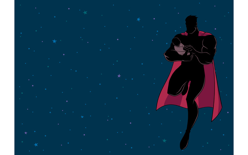 Super pappa med baby rymdkontur - illustration - Features Image 1