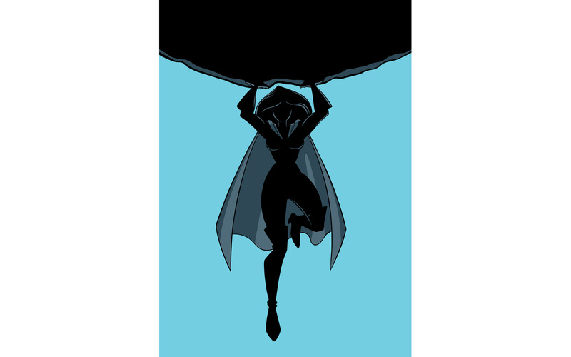 Superheroine Holding Boulder Silhouette - Illustration - Features Image 1