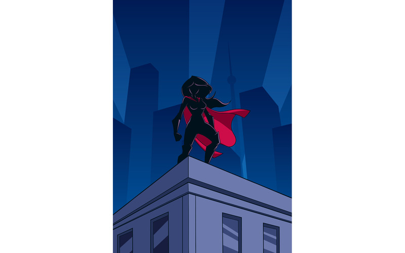 Superheroine takklocka siluett - illustration - Features Image 1