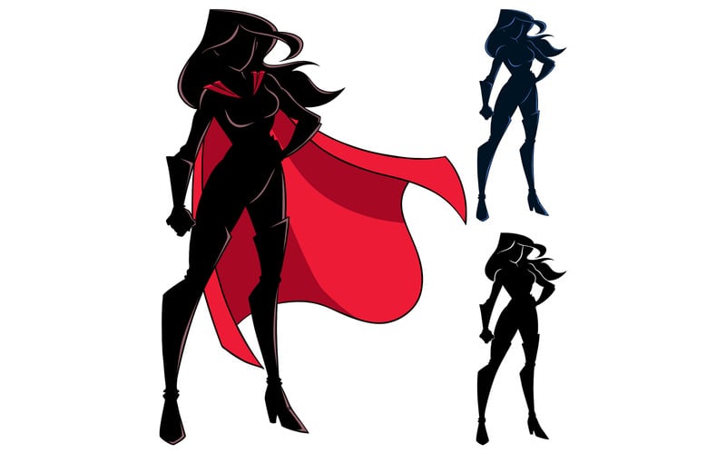 Superheldin permanent hoog silhouet - illustratie - Features Image 1