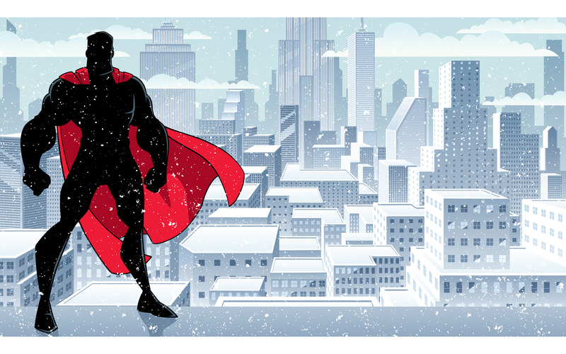 Superhero Standing Tall Winter Silhouette - Illustration - Features Image 1
