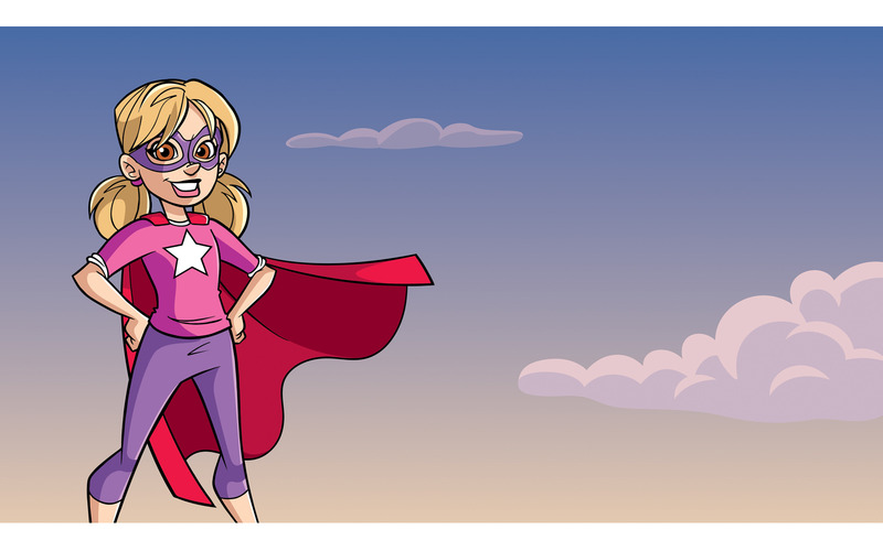 Liten Super Girl Sky Background - Illustration - Features Image 1