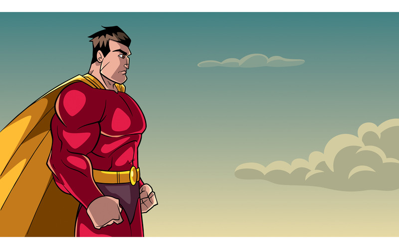 Superhero Side Profile Sky Background - Illustrazione - Caratteristiche Immagine 1