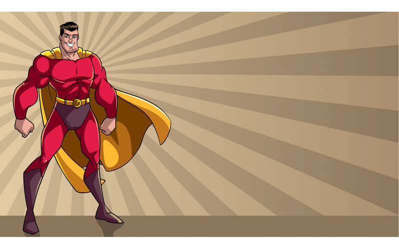 Supereroe In Piedi Alto Ray Sfondo Chiaro - Illustrazione - Caratteristiche Immagine 1