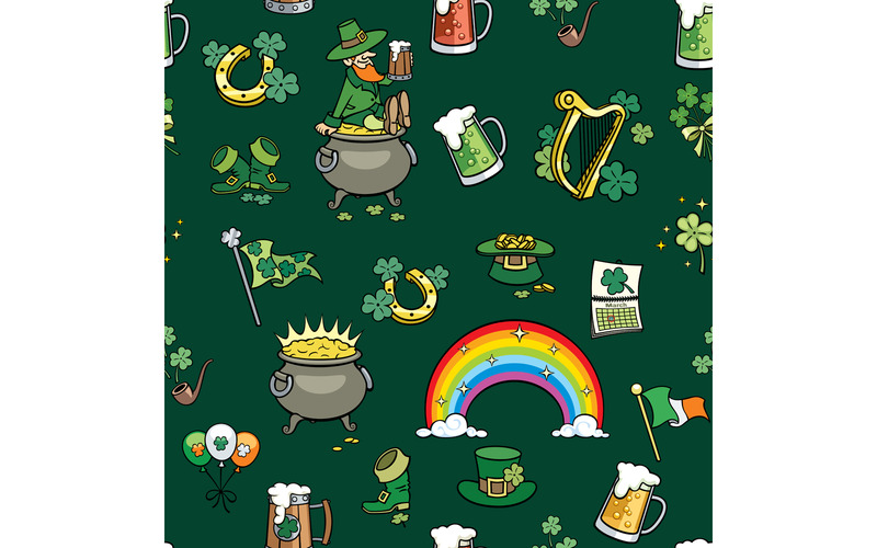 Saint Patricks Day Elements Pattern - Illustration - Features Image 1