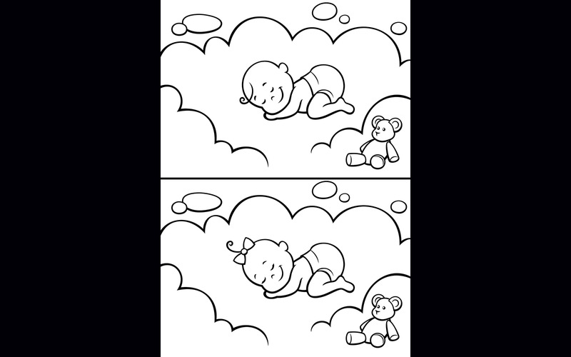 Bebé durmiendo en pañales Line Art - Ilustración - Características Imagen 1