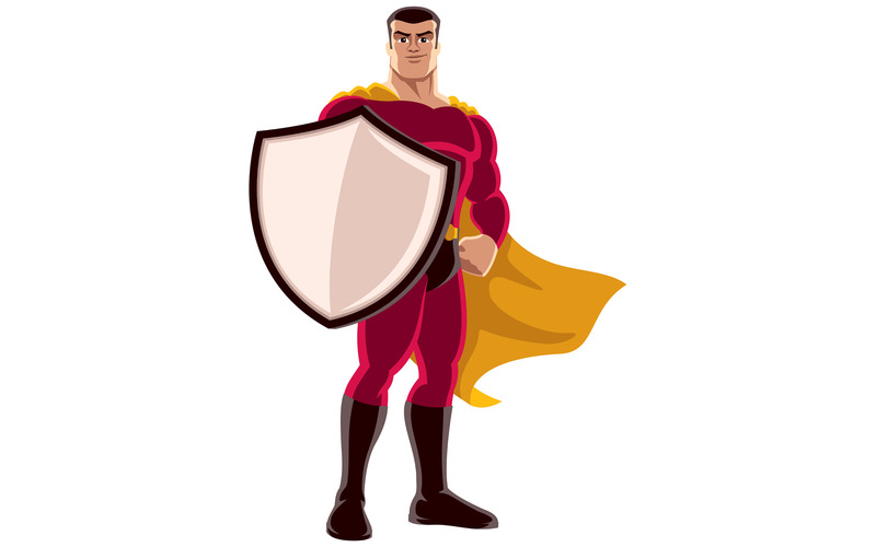 Superhero Holding Shield - Illustration - Features Image 1