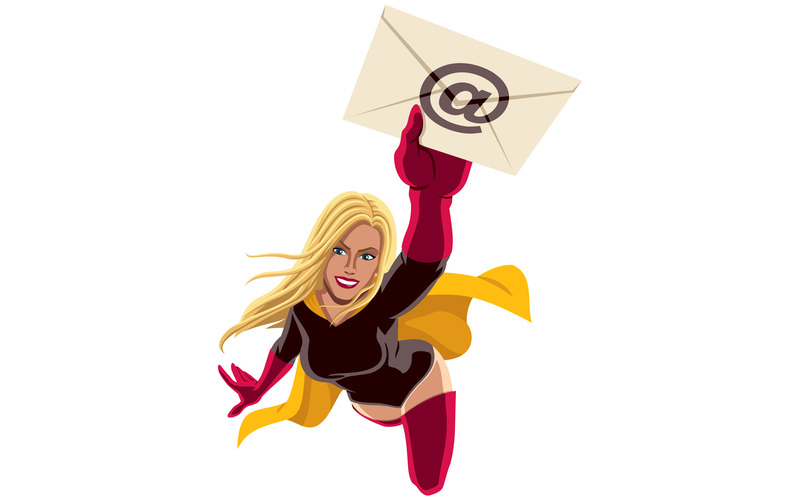 Superbohater latający e-mail - ilustracja - Obraz funkcji 1
