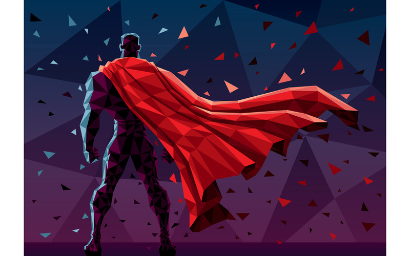 Low Poly Superhero - Illustrazione - Caratteristiche Immagine 1