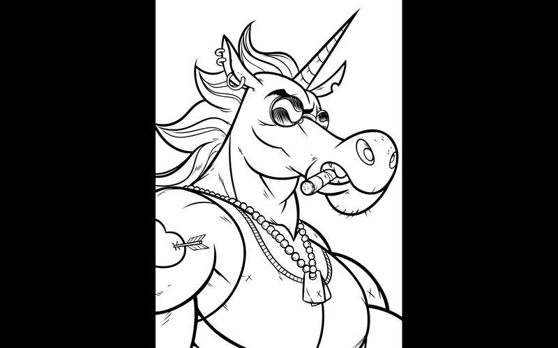 Unicorn Portrait Line Art - Illustration - Features Image 1