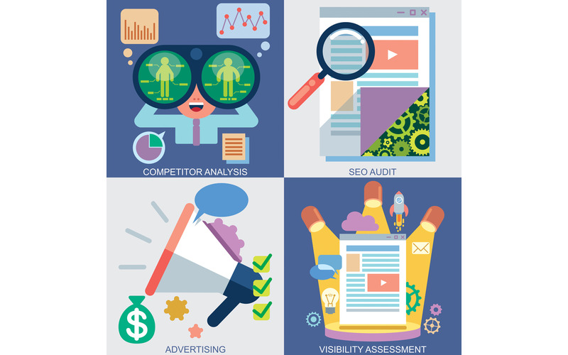 Set di icone web per audit SEO - illustrazione - Caratteristiche Immagine 1