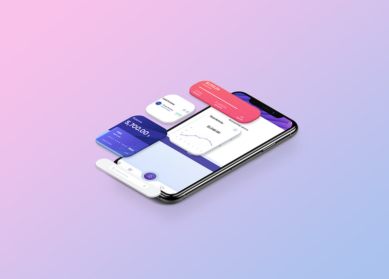 Mockup del prodotto di presentazione dell'app isometrica - Caratteristiche Immagine 2
