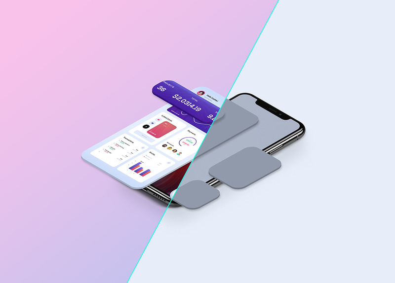 Mockup del prodotto di presentazione dell'app isometrica - Caratteristiche Immagine 9