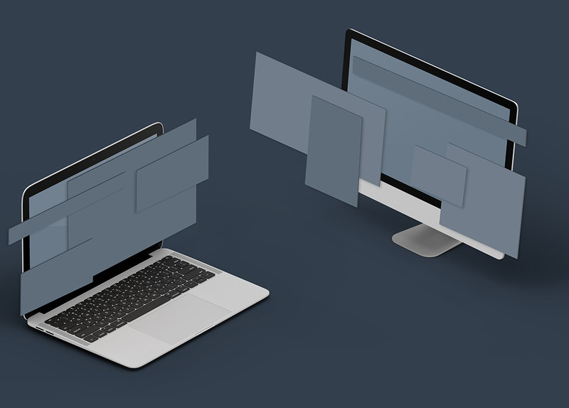 Il mockup del prodotto di presentazione del sito Web di Screens - Caratteristiche Immagine 3