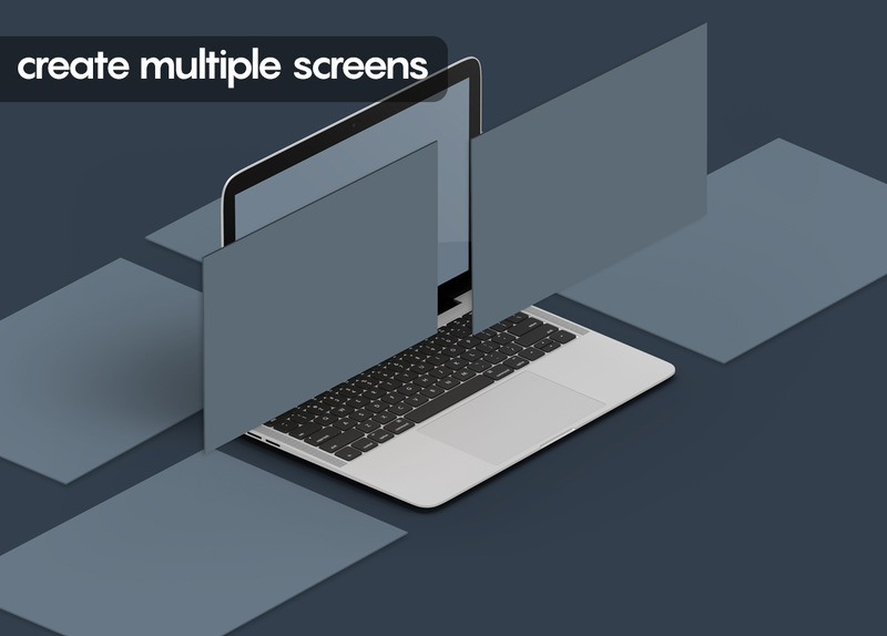 Mockup del prodotto di schermate del sito Web isometrico 2.0 - Caratteristiche Immagine 2