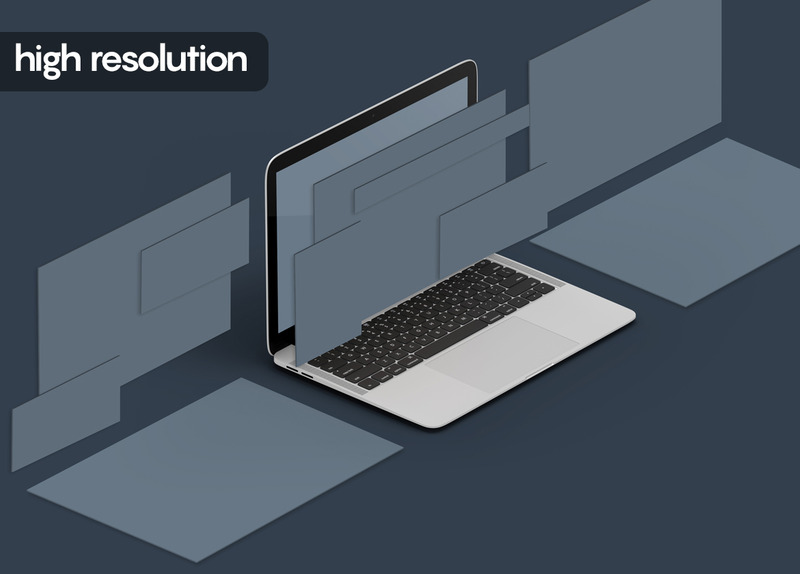 Mockup del prodotto di schermate del sito Web isometrico 2.0 - Caratteristiche Immagine 4