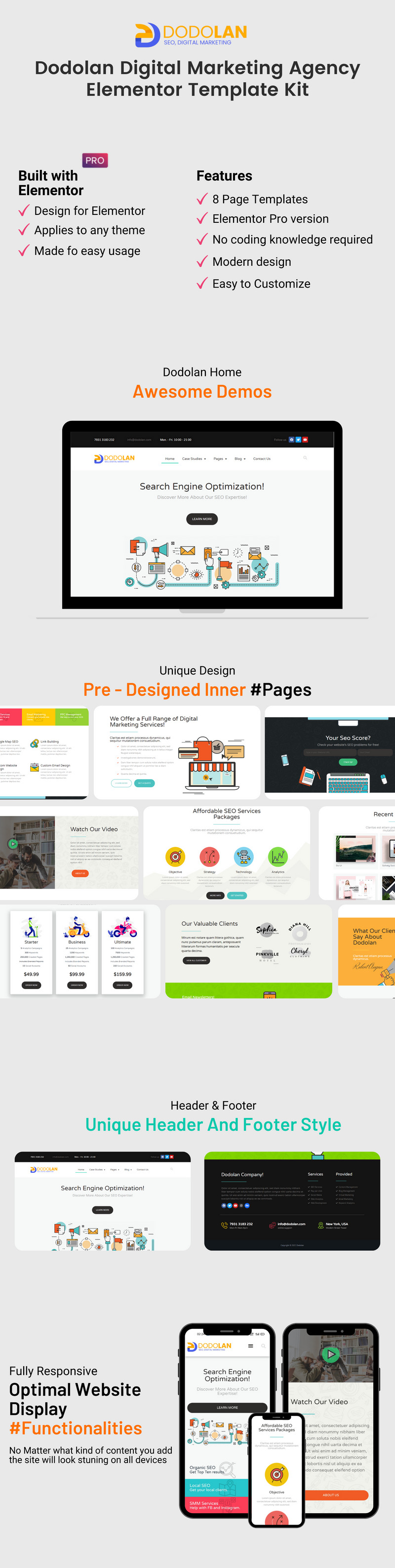 Dodolan - Digital Marketing Agency Elementor Template Kits - Features Image 1