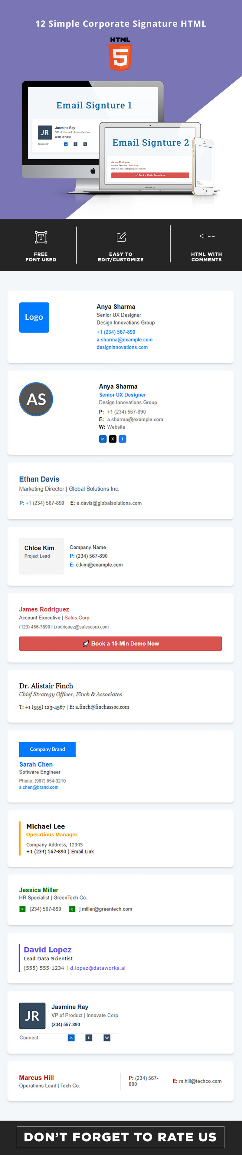 Elite 12: Keresztklienses HTML e-mail aláíráskészlet - Features Image 1