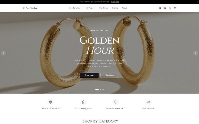 Aurelia Gems – 高级珠宝电子商务 HTML 模板 - Features Image 1