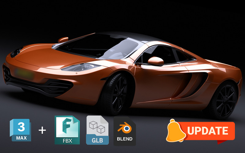 McLaren MP4-12C Süper Araba 3D Modeli | 3DS Max, FBX, Blender, GLB | Yüksek Poligon ve Gerçekçi - Features Image 1