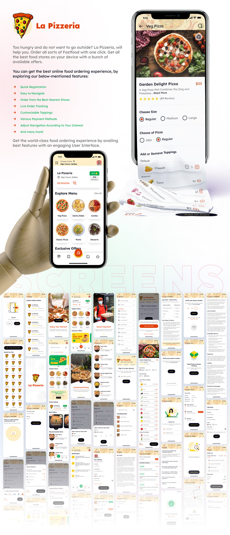 La Pizzeria - Pizza App UI Kit Figma Template - Features Image 1