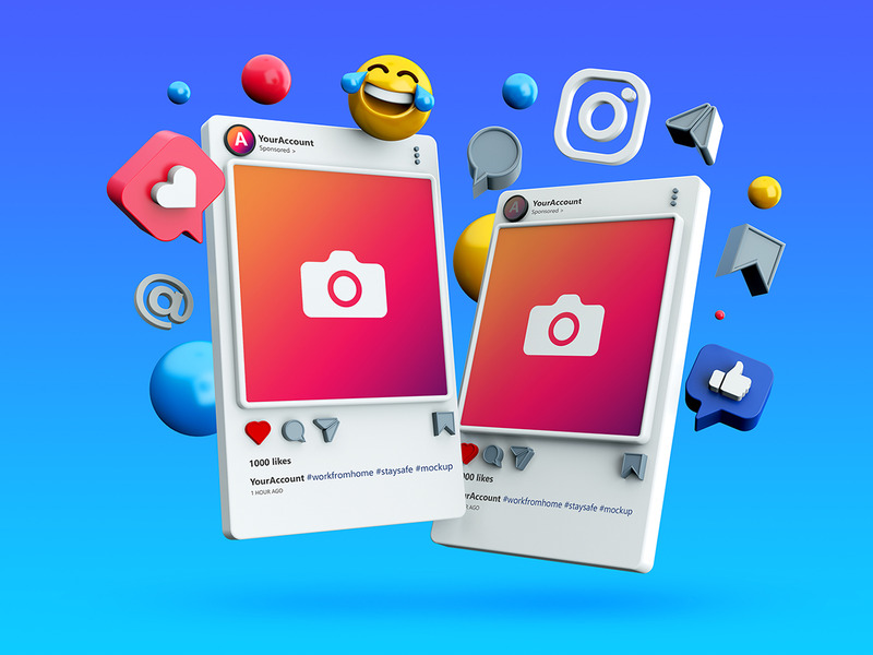 Mockup 3D Instagram Social Media Post - Features Image 1