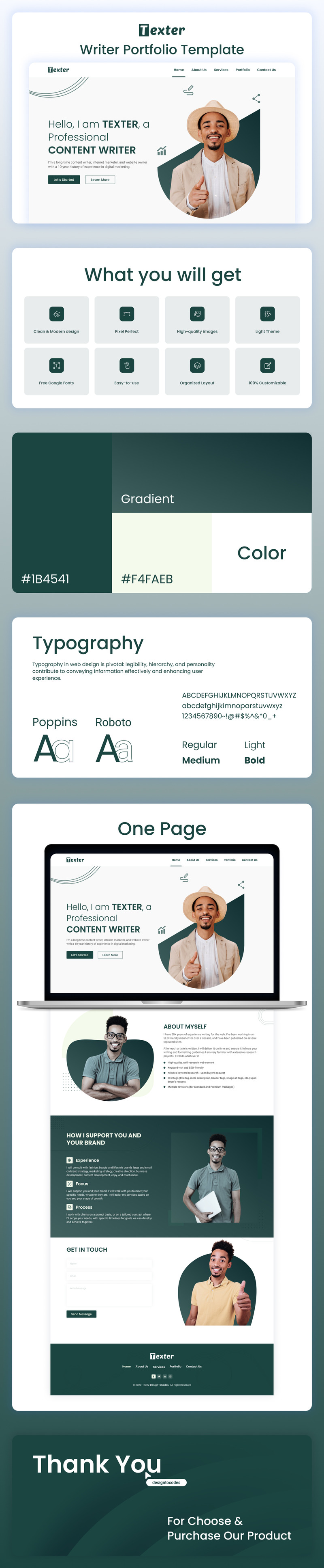 Texter V1- OnePage Writer Portfolio Premium Elementor Template - Features Image 1