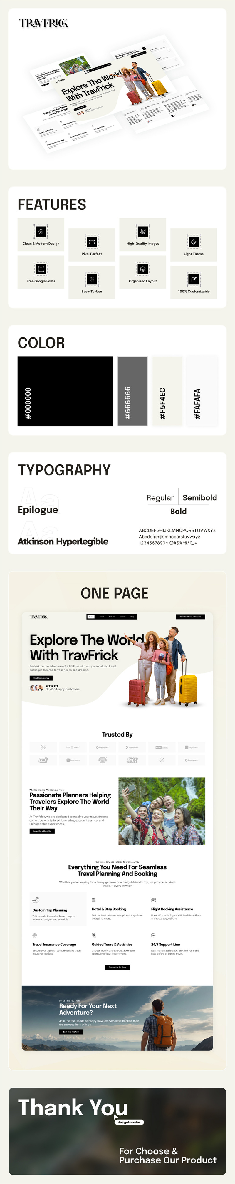 Travfrick – Premium-Elementor-Vorlage für Reisebüros - Eigenschaften Bild 1