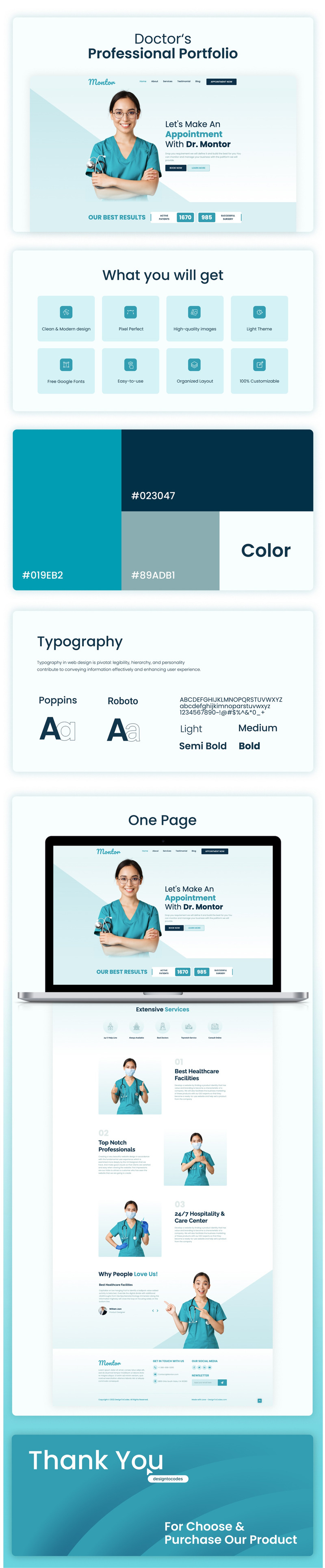 Montor - Modello Elementor per portfolio di professionisti medici - Caratteristiche Immagine 1