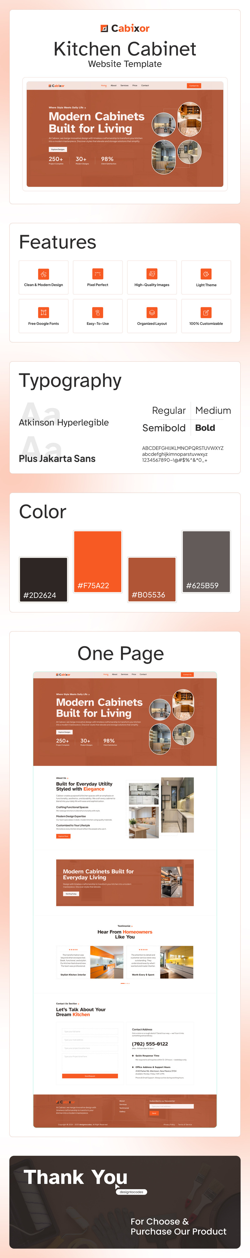 Cabixor – OnePage Küchenschrank Next.js-Vorlage - Eigenschaften Bild 1
