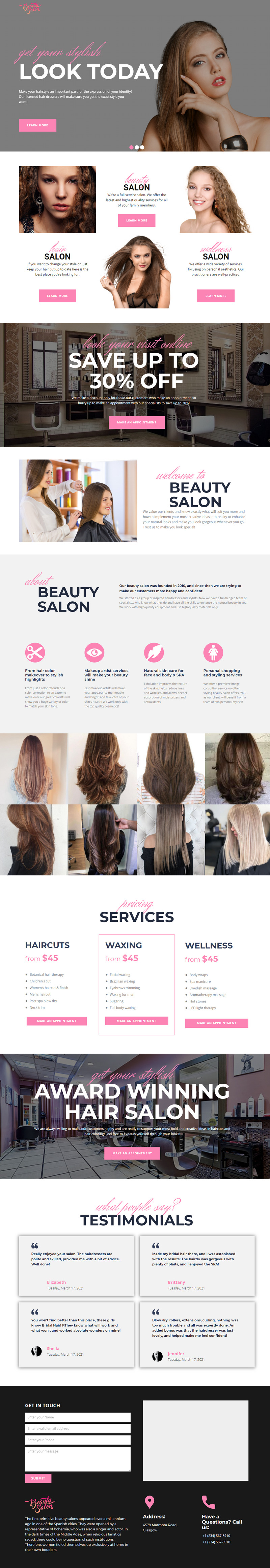 Beauty Saloon - Responsive and Multipurpose OnePage WordPress Theme - Features Image 1