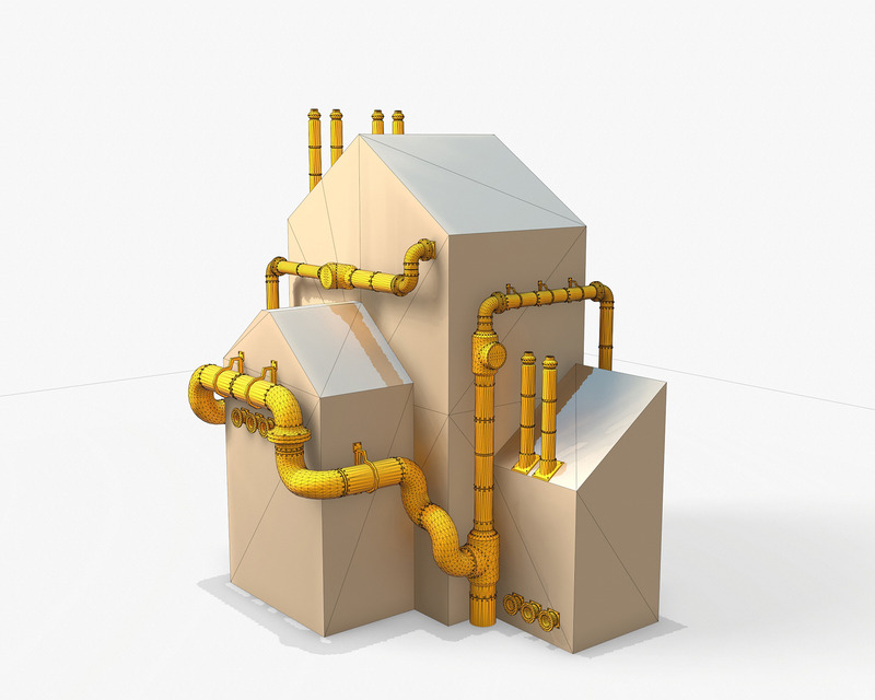 Tubi vapore industriali Modello 3D PBR - Caratteristiche Immagine 10