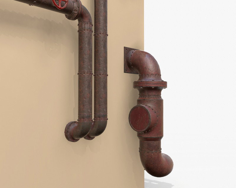 Tubi vapore industriali Modello 3D PBR - Caratteristiche Immagine 9