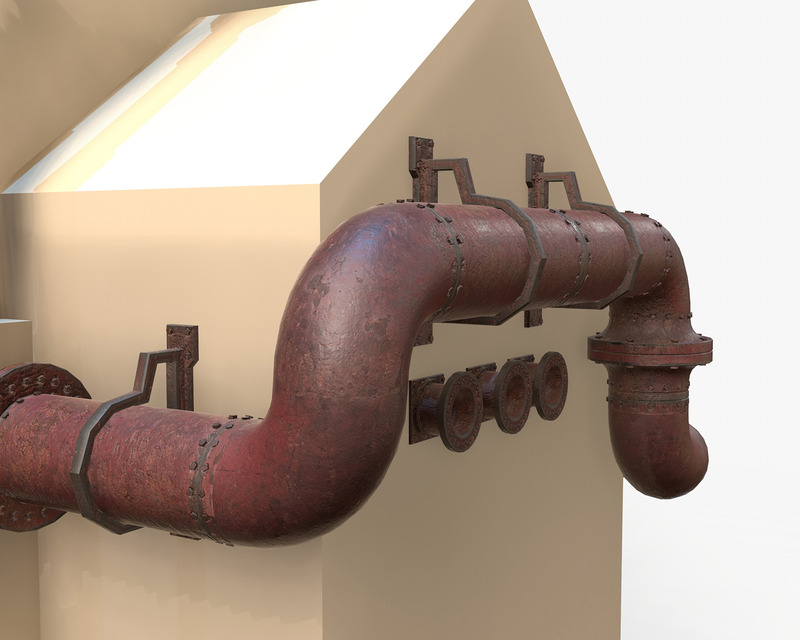 Tubi vapore industriali Modello 3D PBR - Caratteristiche Immagine 6