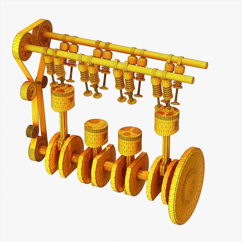 Animated Engine Parts 4T PBR Low Poly 3d Model - Features Image 4