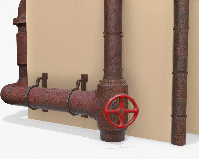 Tubi vapore industriali Modello 3D PBR - Caratteristiche Immagine 5