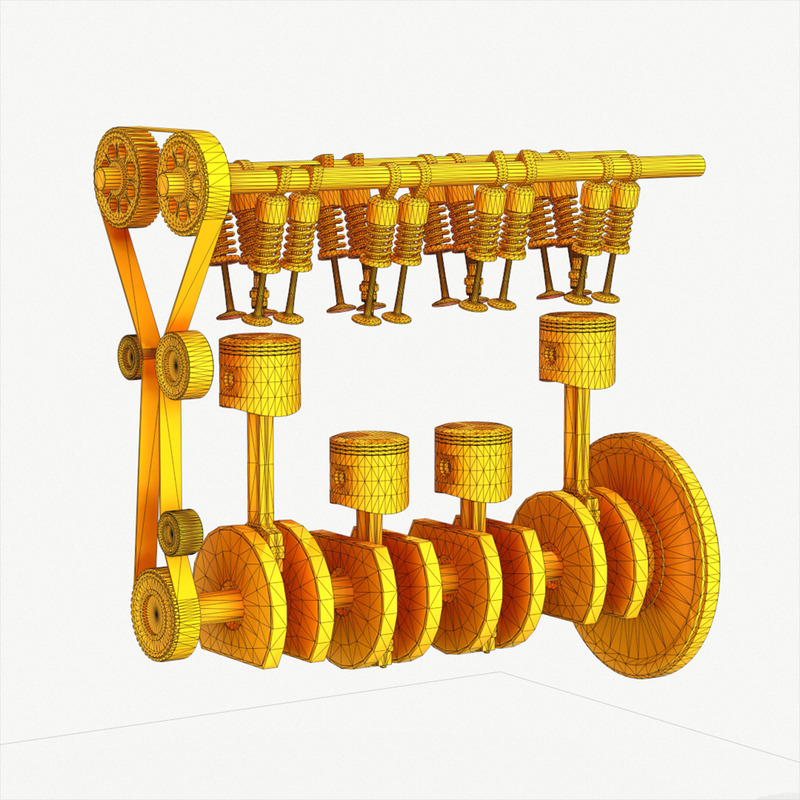 Animated Engine Parts 4T PBR Low Poly 3d Model - Features Image 3