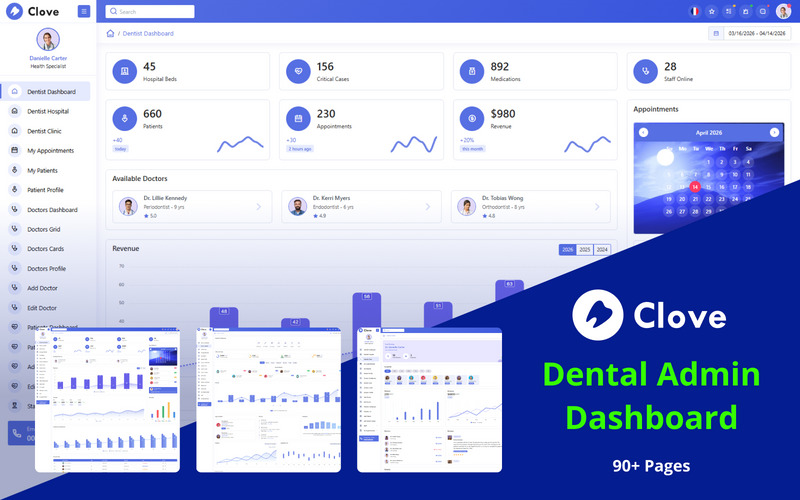 Clove Dental Care – Modelo moderno de painel de administração Bootstrap 5 - Features Image 1