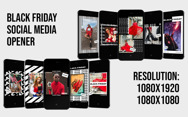 Plantilla Premiere Pro para abridor de redes sociales de Black Friday - Características Imagen 1