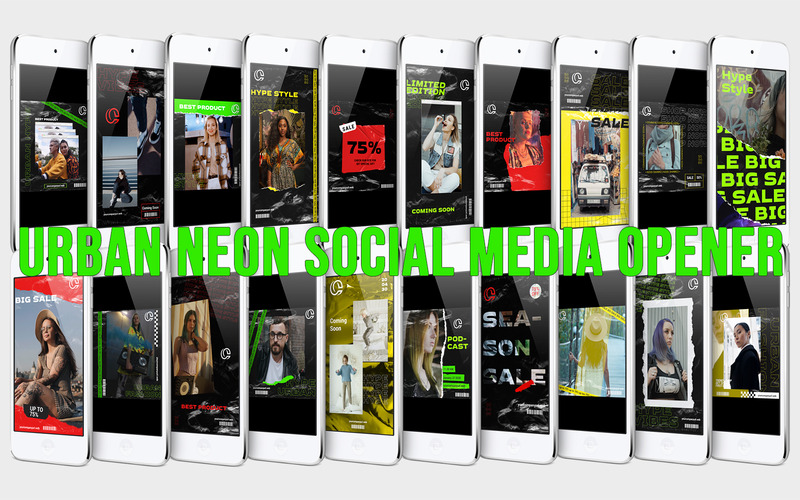 Twenty Urban Neon Social Media Opener After Effects template - Features Image 1