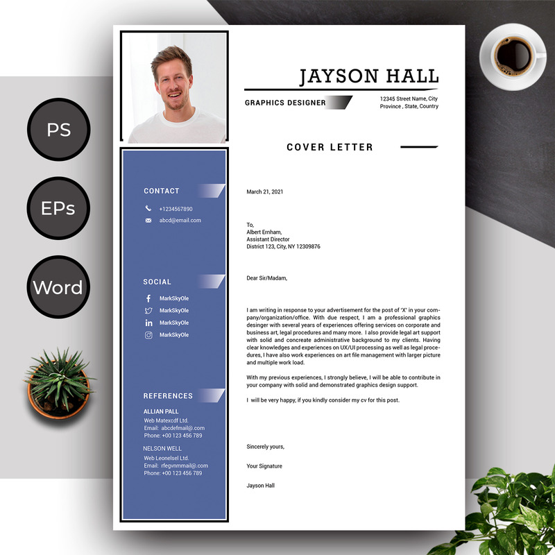 Mehrzweckvorlage für kreativen Lebenslauf – Jayson Hall - Eigenschaften Bild 2