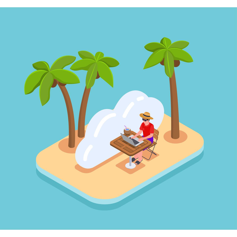 Remote Management Distant Work Isometric 210220116 Vector Illustration ...
