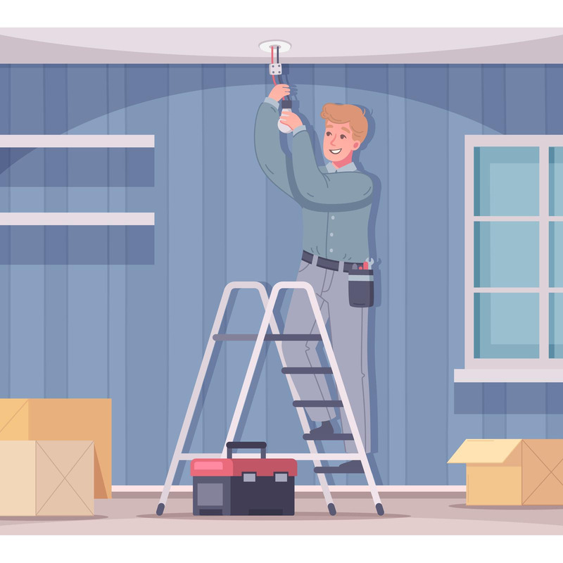Electrician Cartoon Composition 210320305 Vector Illustration Concept - Features Image 1