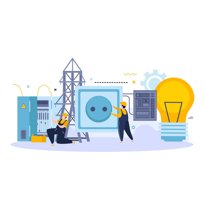 Electricity And Lighting Flat Composition 201140256 Vector Illustration ...