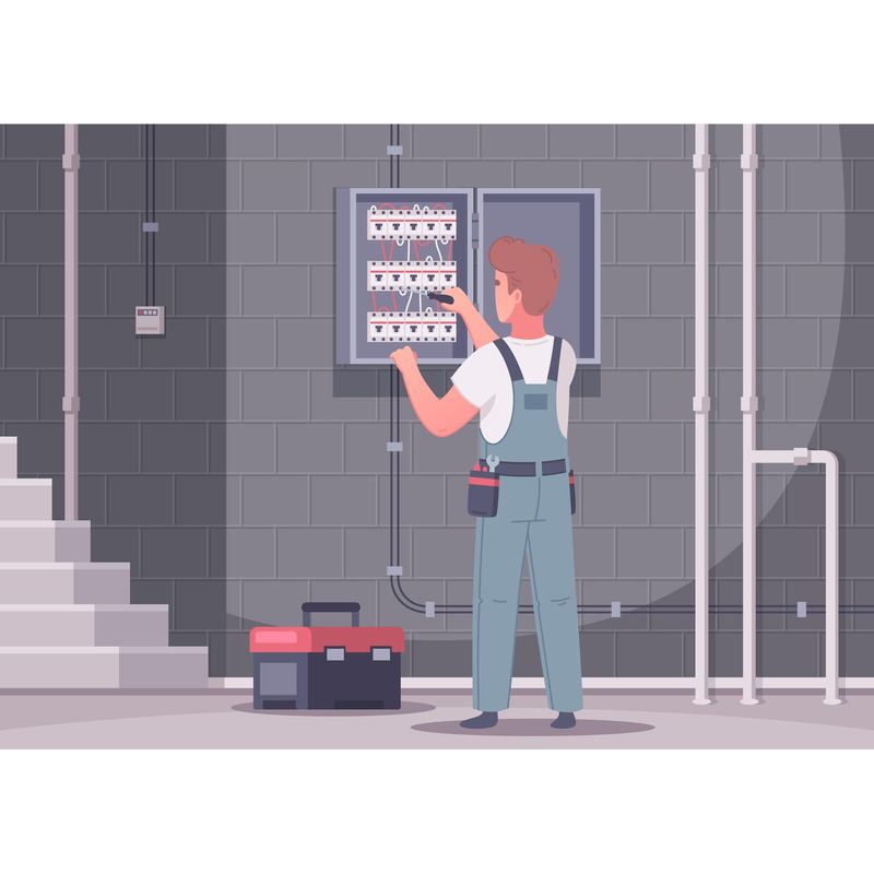 Electrician Cartoon Composition 210320303 Vector Illustration Concept - Features Image 1