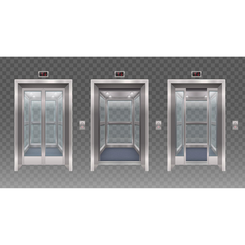 Elevator Door Realistic 6 Vector Illustration Concept