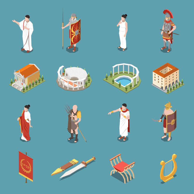 Roman Empire Isometric Set 210310919 Vector Illustration Concept