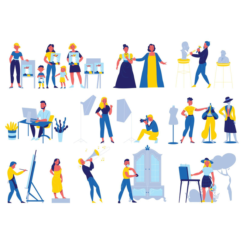 Artist Creative Professions Set 210230515 Vector Illustration Concept