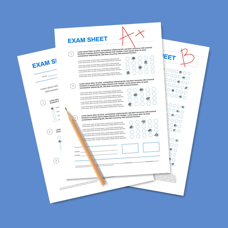 Realistic Test Paper Pencil 201151815 Vector Illustration Concept